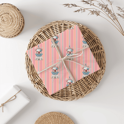 Party Bark & Boop – Clown Frenchie Celebration Wrapping Paper