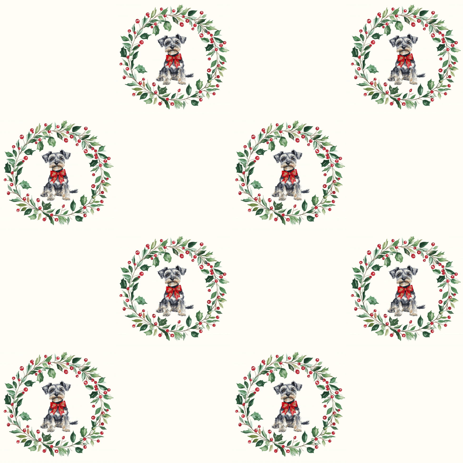 Paw - liday Wreaths & Wags – Schnauzer Christmas Wrapping Paper