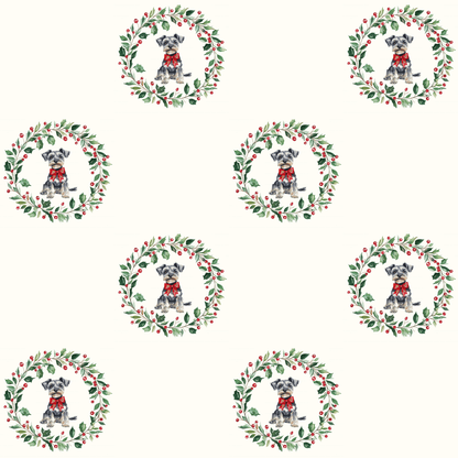 Paw - liday Wreaths & Wags – Schnauzer Christmas Wrapping Paper