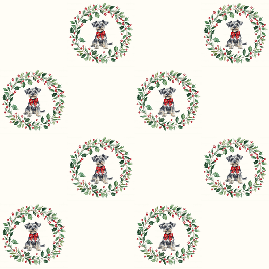 Paw - liday Wreaths & Wags – Schnauzer Christmas Wrapping Paper