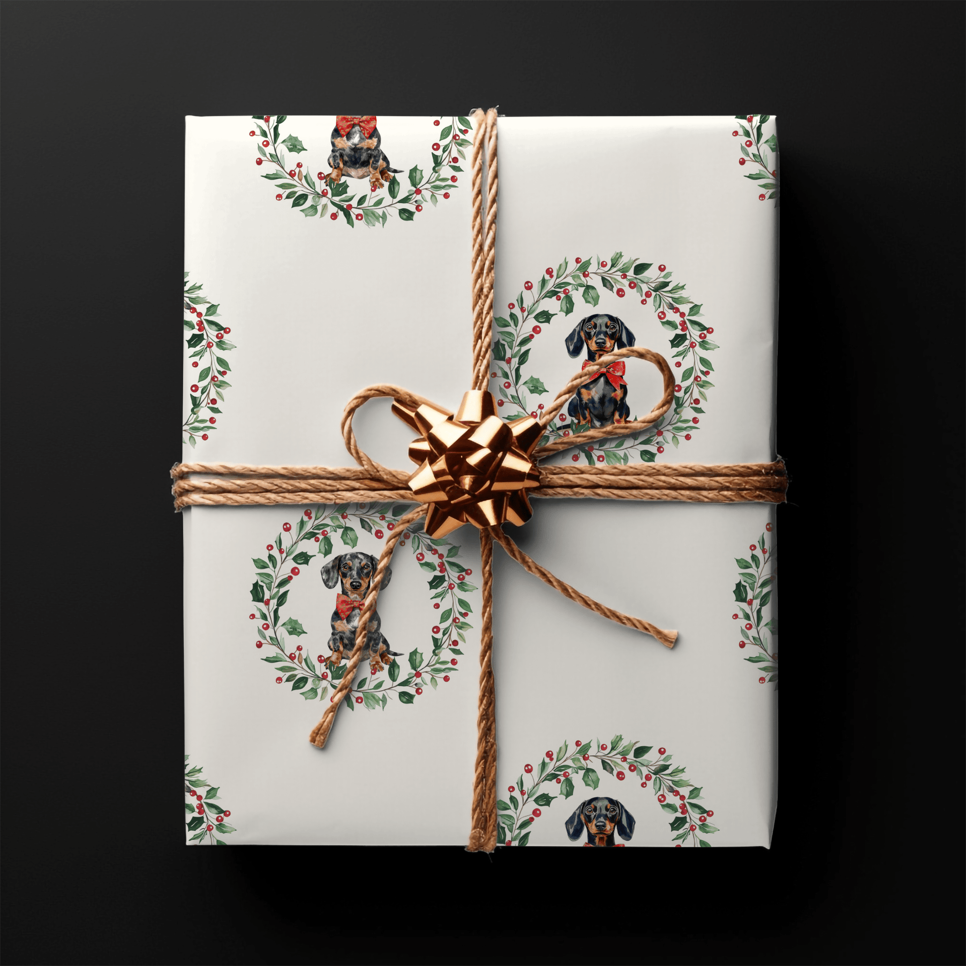 Howl - iday Hound & Holly – Dachshund Christmas Wrapping Paper