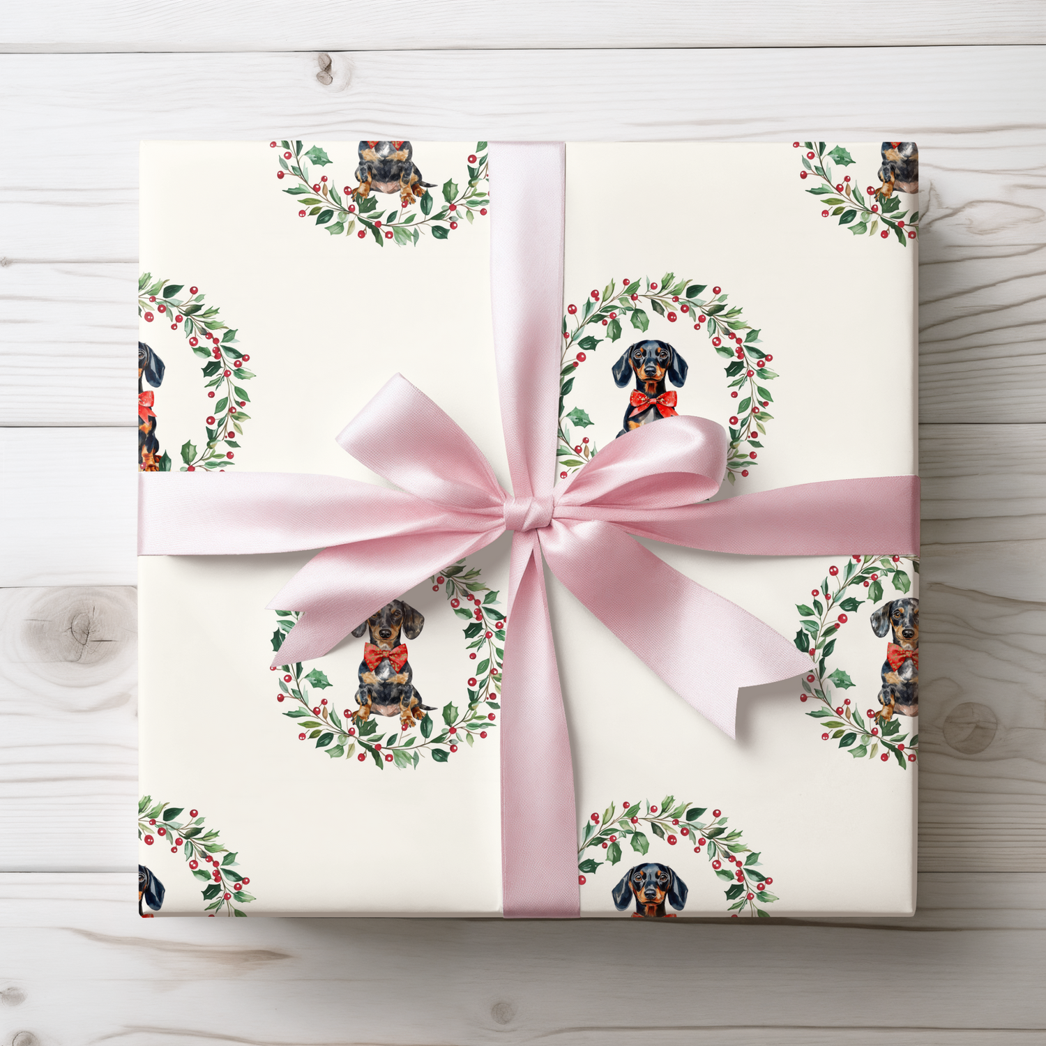 Howl - iday Hound & Holly – Dachshund Christmas Wrapping Paper