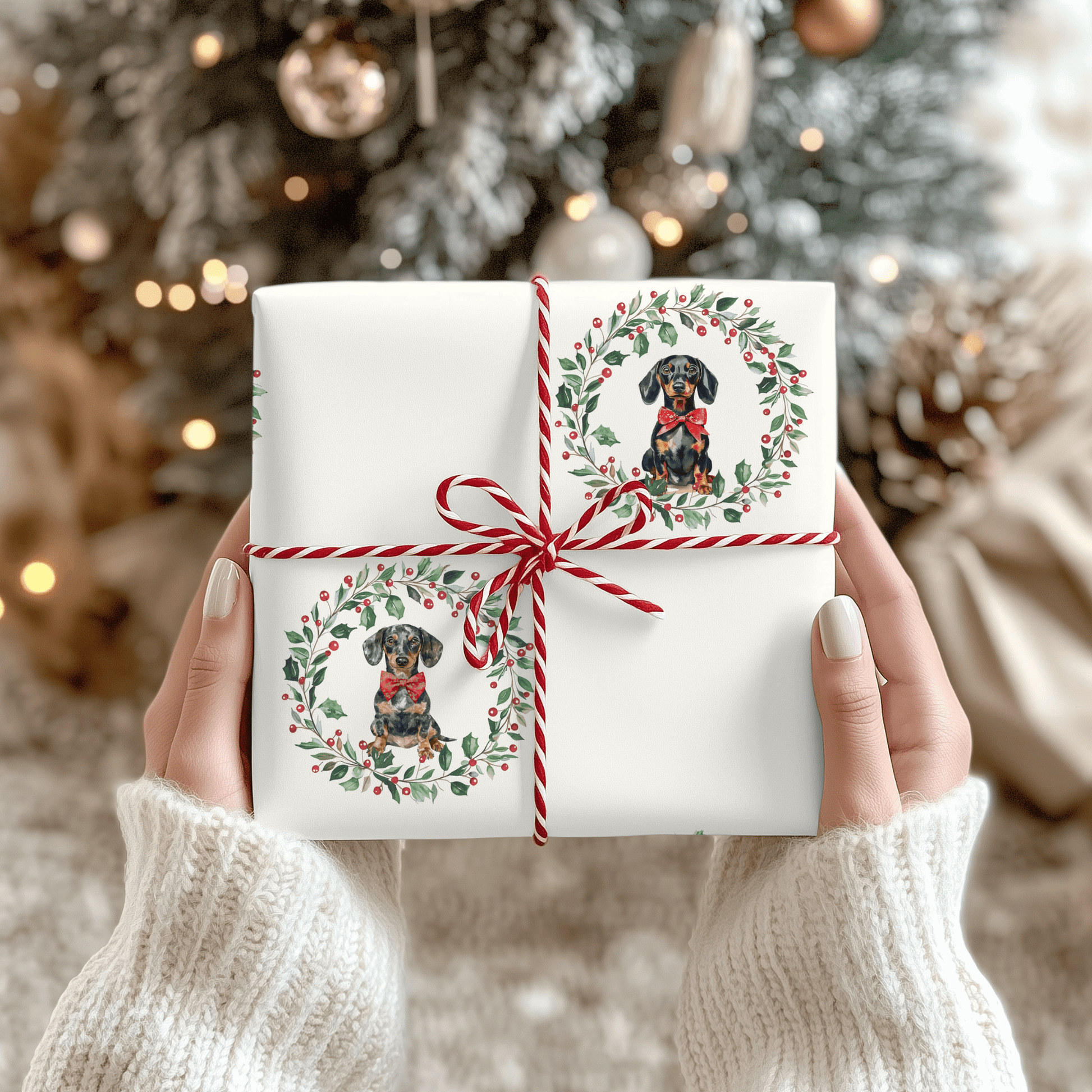 Howl - iday Hound & Holly – Dachshund Christmas Wrapping Paper