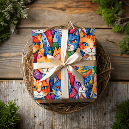 Meowgical Mosaic – Rainbow Cat Wrapping Paper