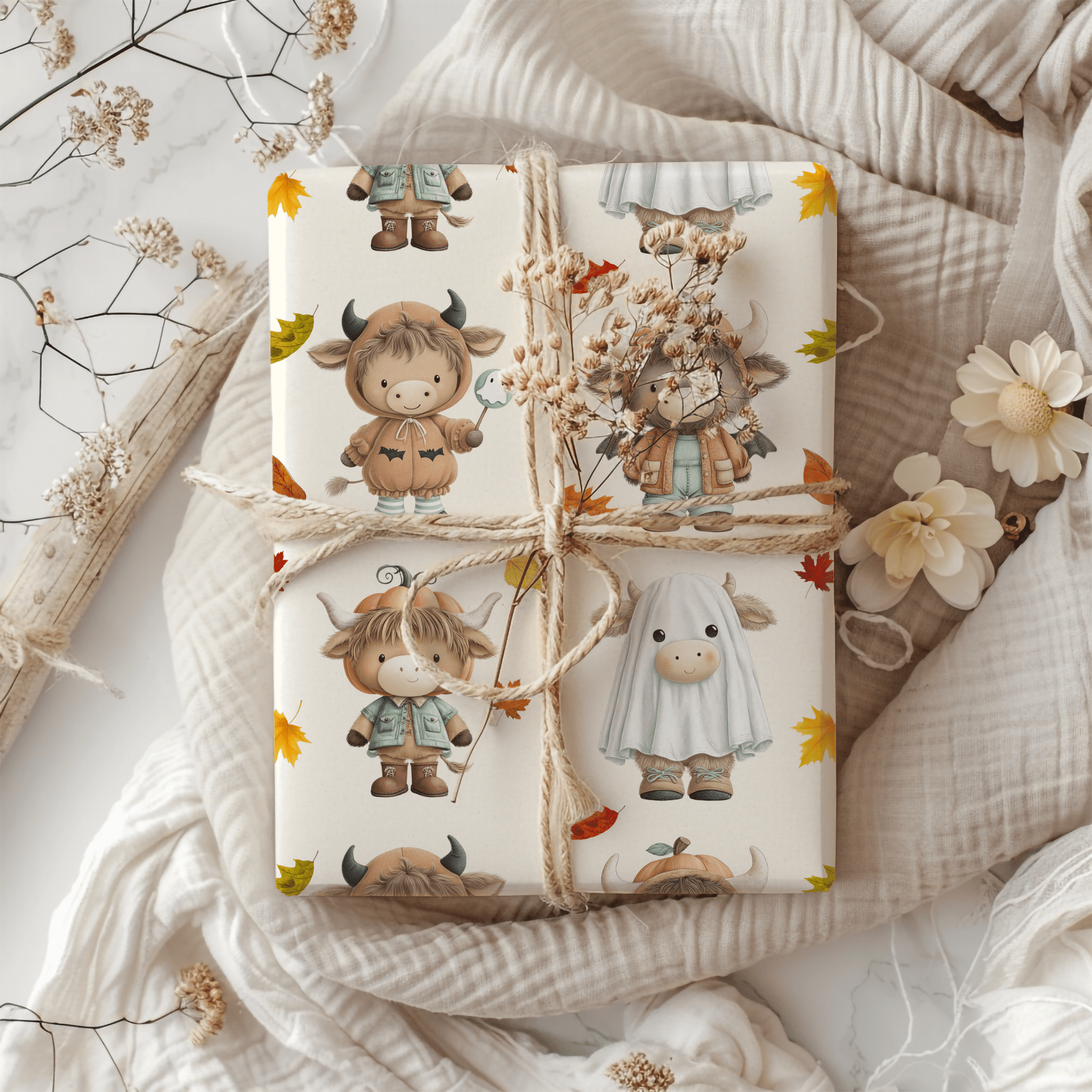 Moo & Boo Crew – Halloween Highland Cow Wrapping Paper