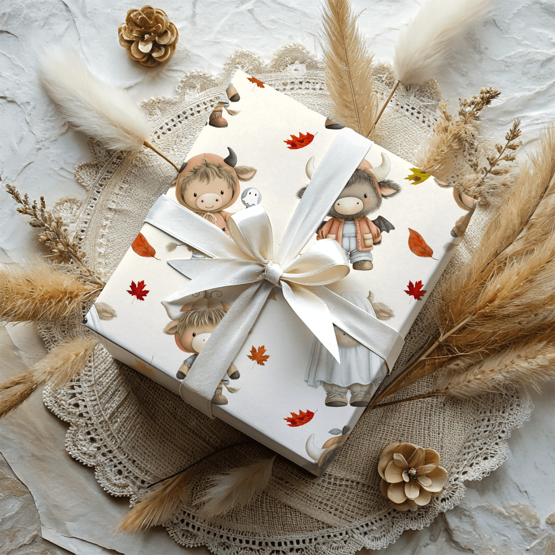 Moo & Boo Crew – Halloween Highland Cow Wrapping Paper