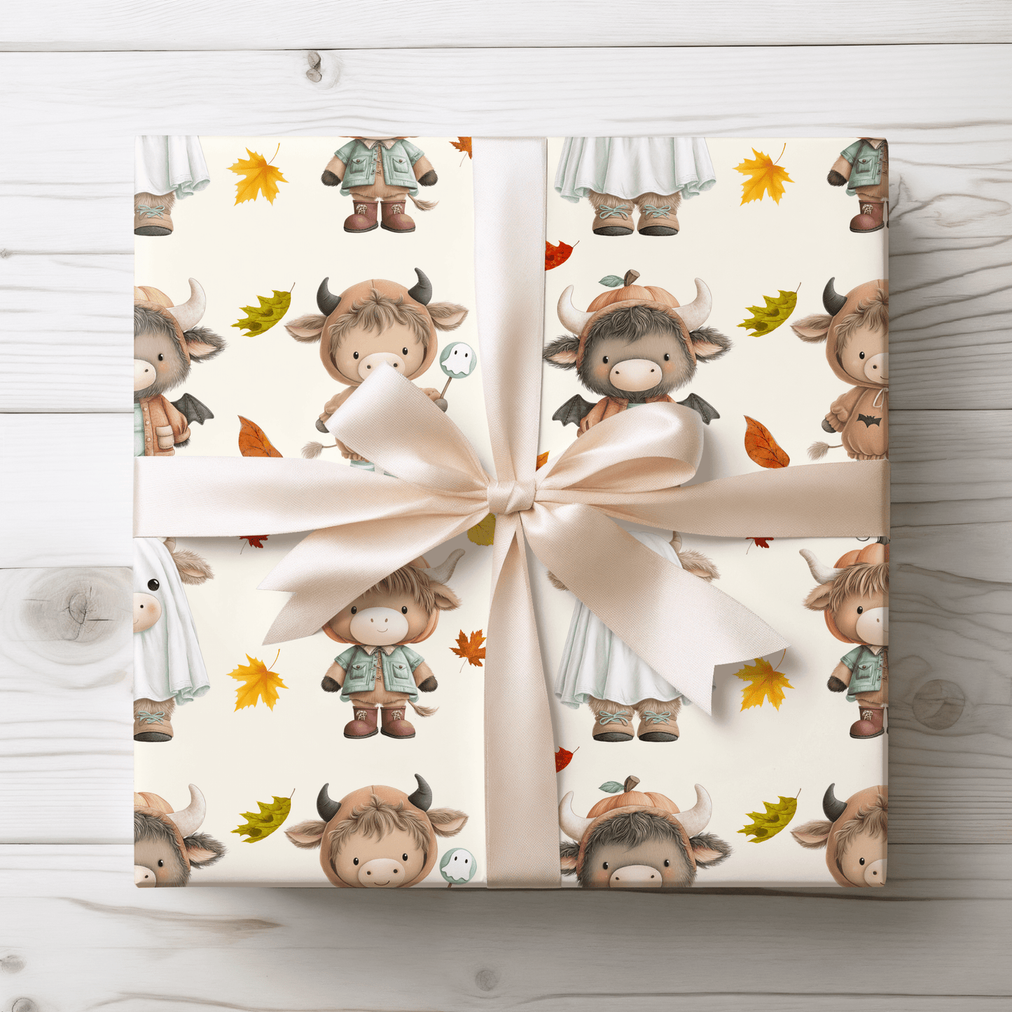 Moo & Boo Crew – Halloween Highland Cow Wrapping Paper