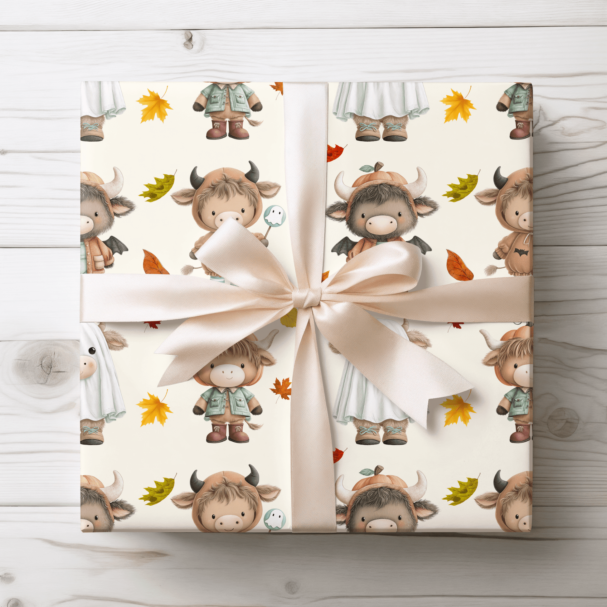 Moo & Boo Crew – Halloween Highland Cow Wrapping Paper