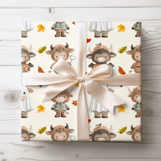 Moo & Boo Crew – Halloween Highland Cow Wrapping Paper
