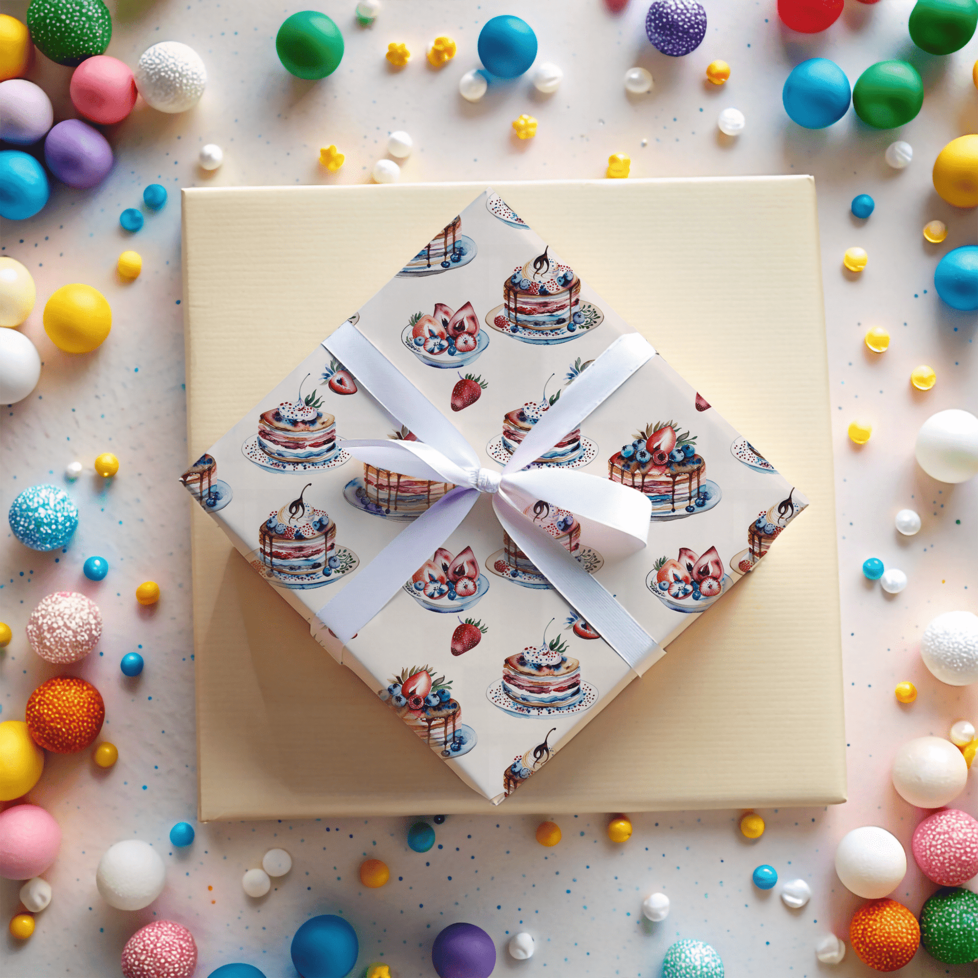 Stacks of Joy – Pancakes & Berries Wrapping Paper