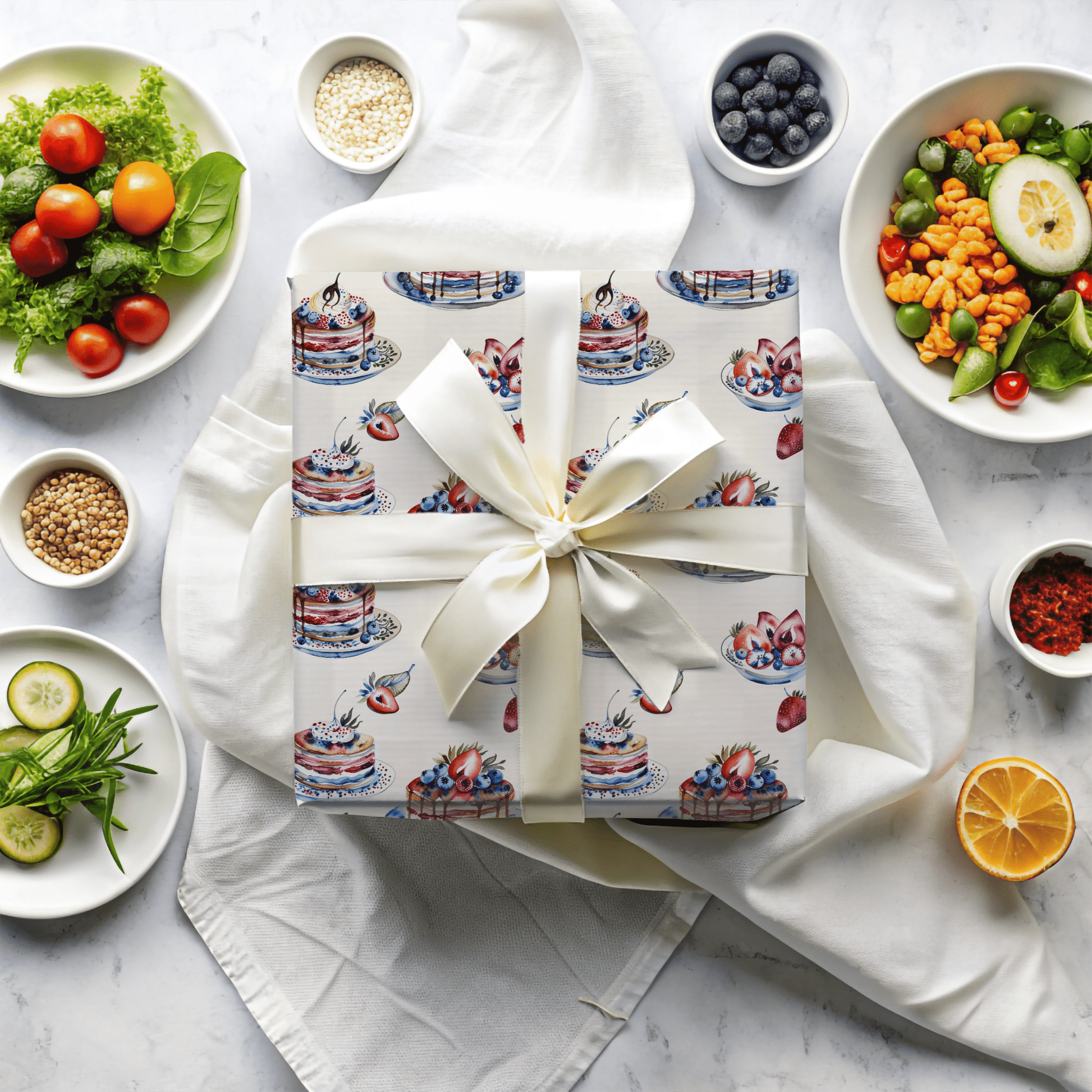 Stacks of Joy – Pancakes & Berries Wrapping Paper