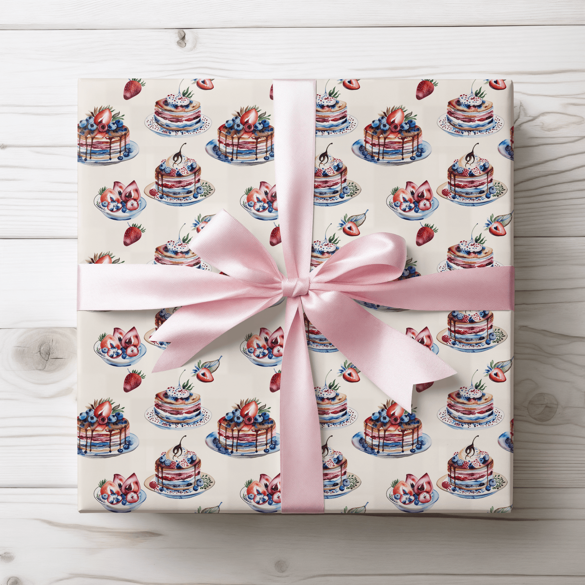 Stacks of Joy – Pancakes & Berries Wrapping Paper