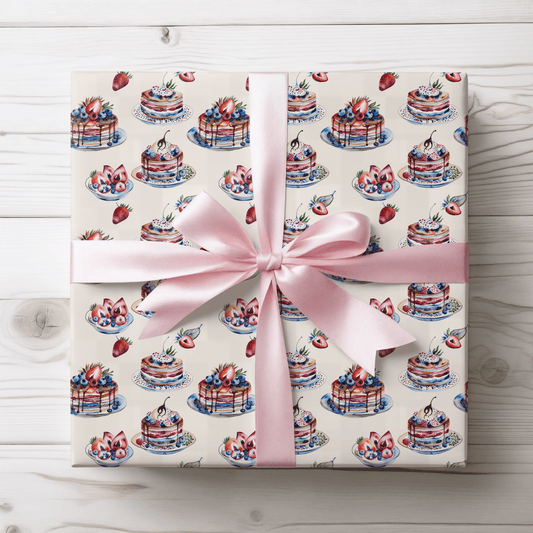 Stacks of Joy – Pancakes & Berries Wrapping Paper