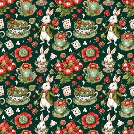 Green Glam Alice – Wonderland Tea Party Wrapping Paper