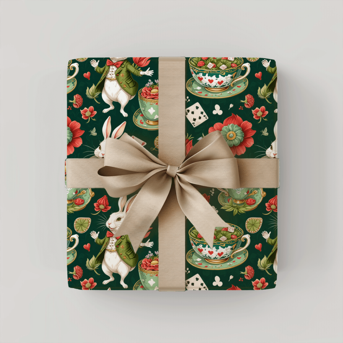 Green Glam Alice – Wonderland Tea Party Wrapping Paper