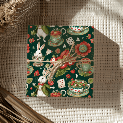 Green Glam Alice – Wonderland Tea Party Wrapping Paper