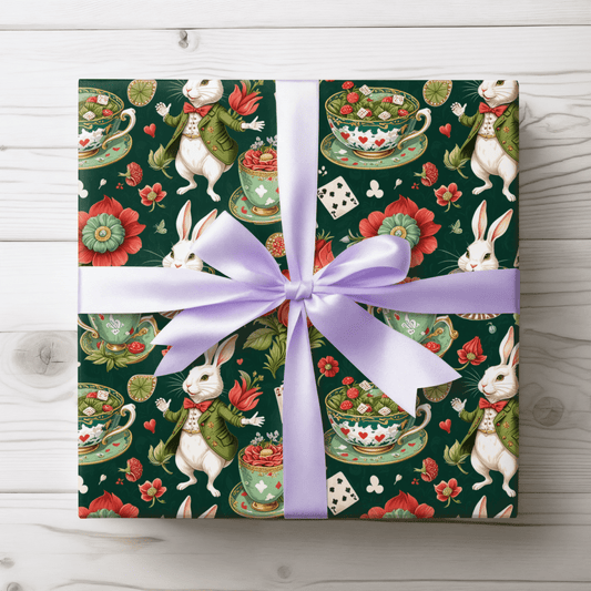 Green Glam Alice – Wonderland Tea Party Wrapping Paper
