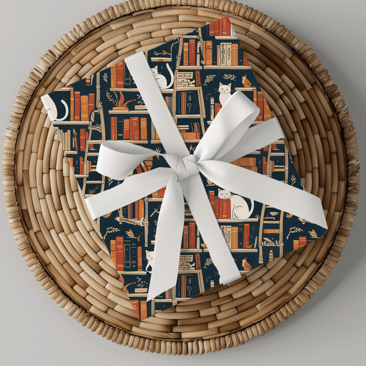 Whiskered Tales – Cat & Book Lover Wrapping Paper