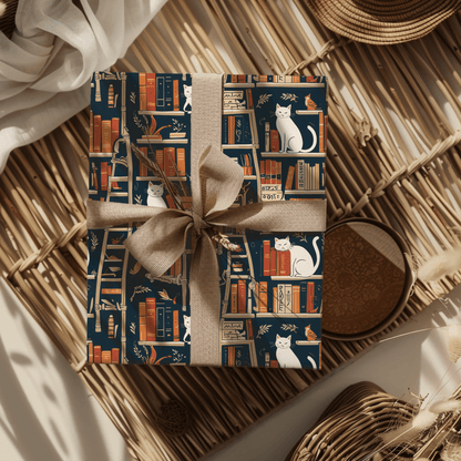 Whiskered Tales – Cat & Book Lover Wrapping Paper