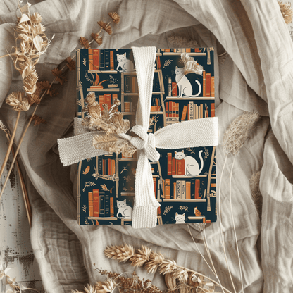 Whiskered Tales – Cat & Book Lover Wrapping Paper