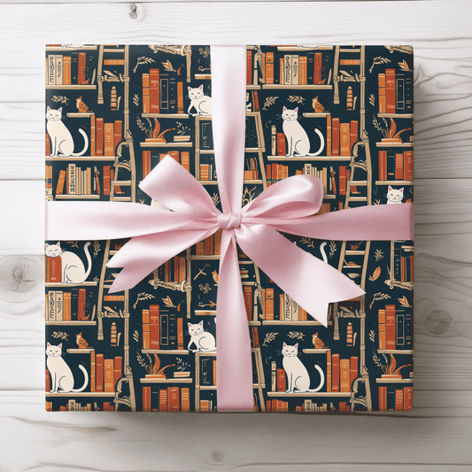Whiskered Tales – Cat & Book Lover Wrapping Paper