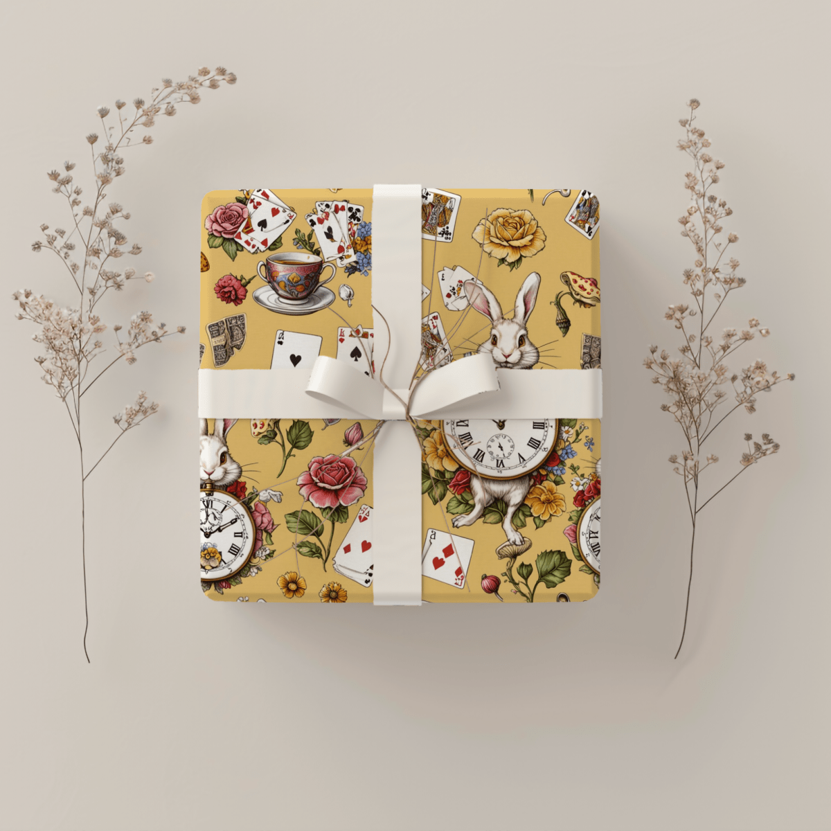 Enchanting Tea Party Gift Wrap in yellow