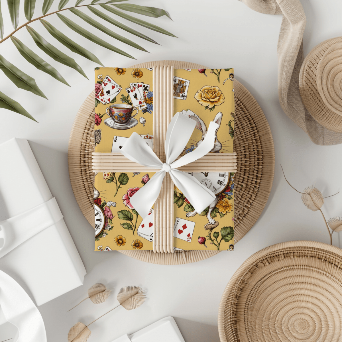 Enchanting Tea Party Gift Wrap in yellow