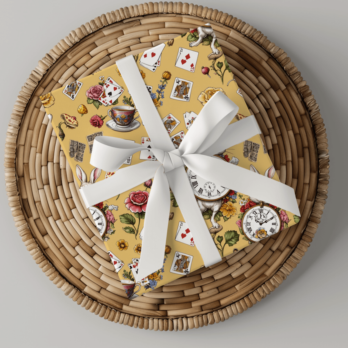 Enchanting Tea Party Gift Wrap in yellow