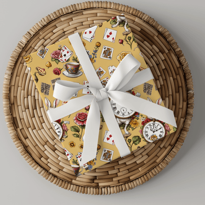 Enchanting Tea Party Gift Wrap in yellow