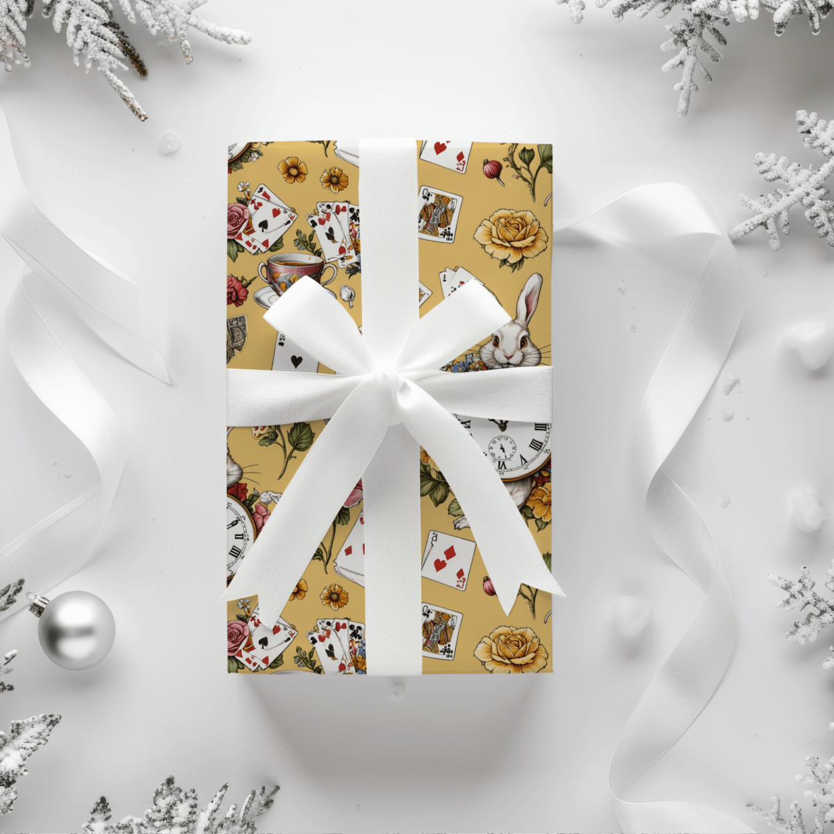Enchanting Tea Party Gift Wrap in yellow