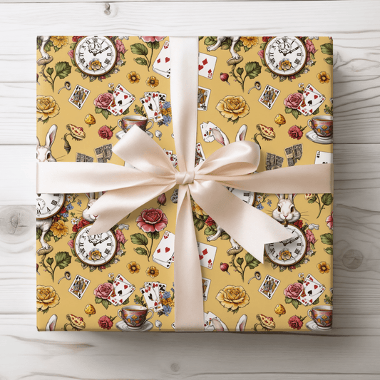 Enchanting Tea Party Gift Wrap in yellow
