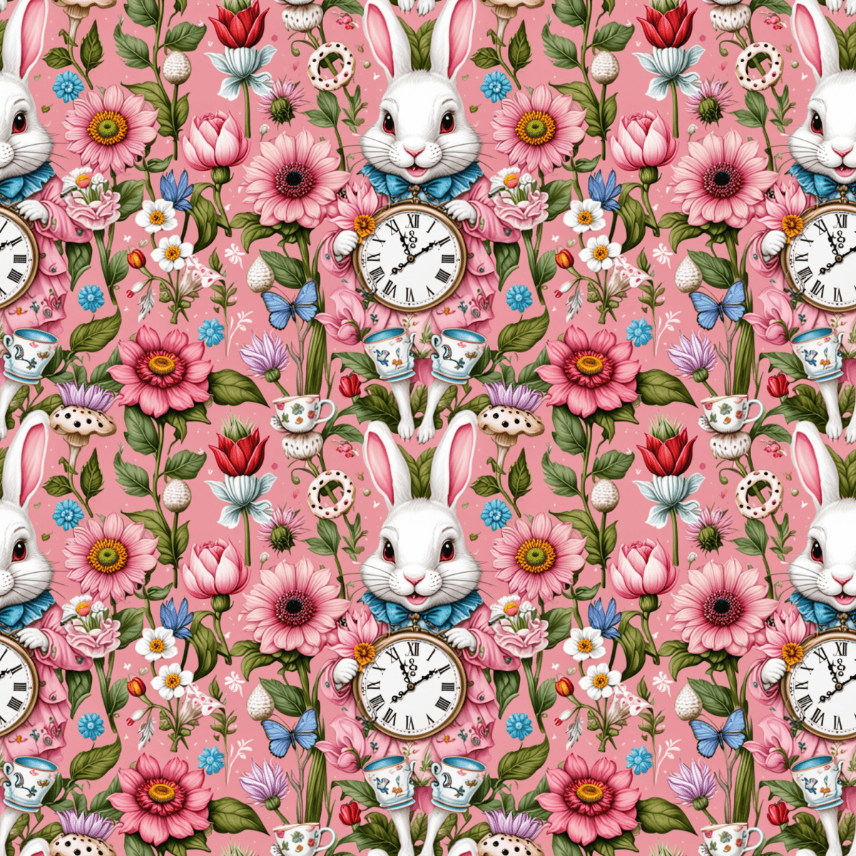 Tickled Pink Alice – Whimsical Wonderland Wrapping Paper