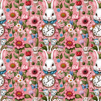 Tickled Pink Alice – Whimsical Wonderland Wrapping Paper