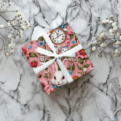 Tickled Pink Alice – Whimsical Wonderland Wrapping Paper