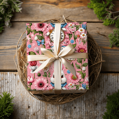Tickled Pink Alice – Whimsical Wonderland Wrapping Paper