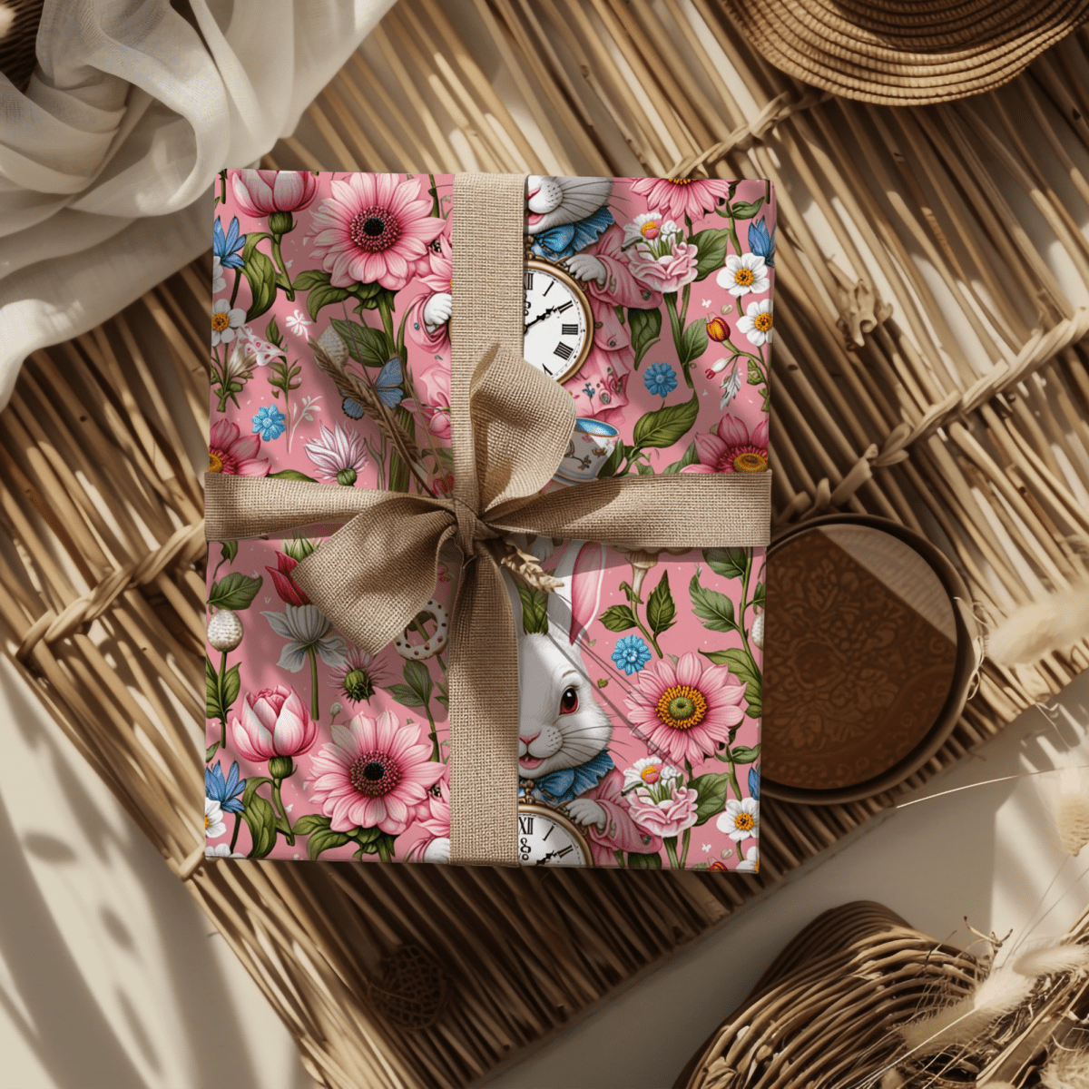 Tickled Pink Alice – Whimsical Wonderland Wrapping Paper