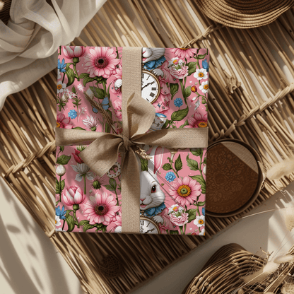 Tickled Pink Alice – Whimsical Wonderland Wrapping Paper