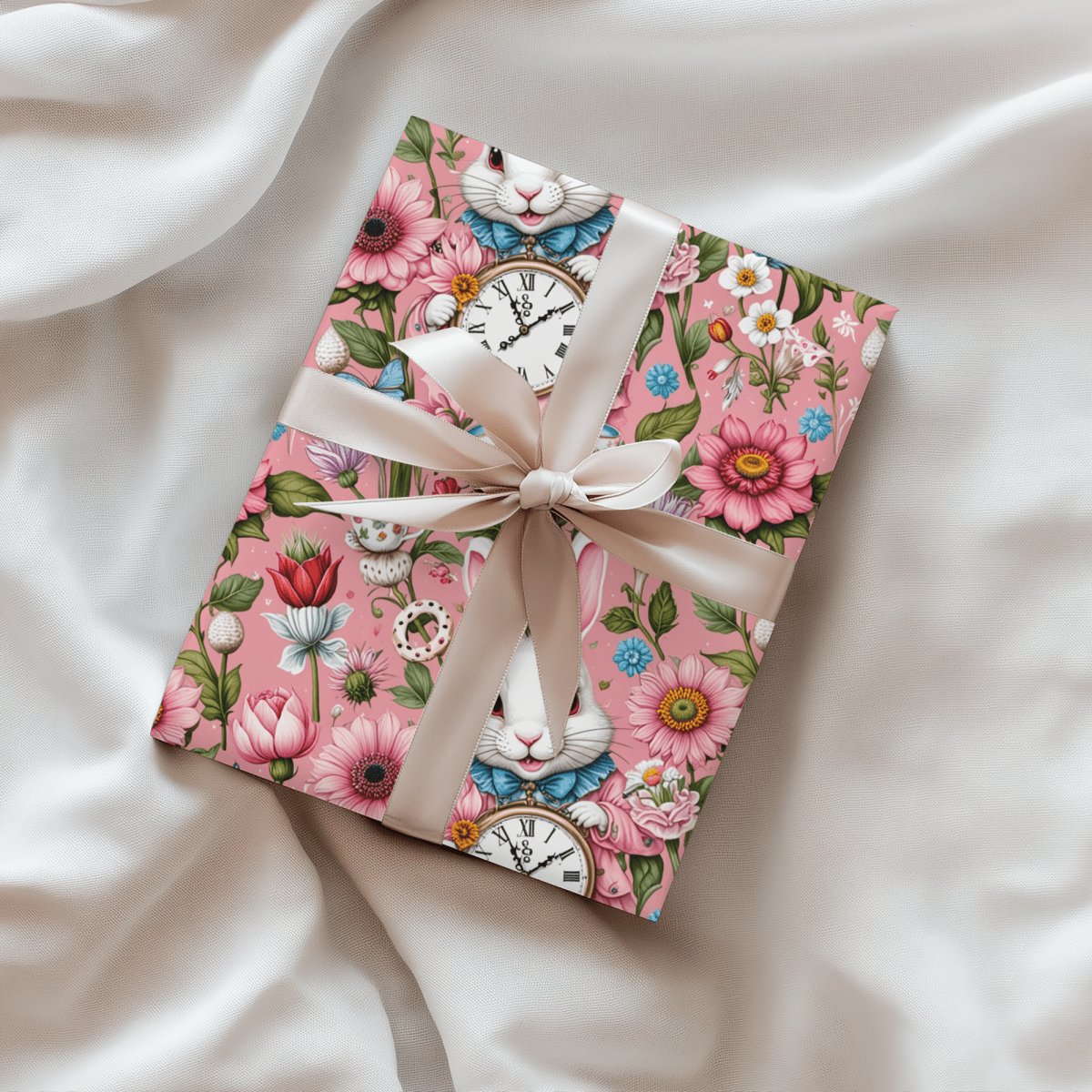 Tickled Pink Alice – Whimsical Wonderland Wrapping Paper