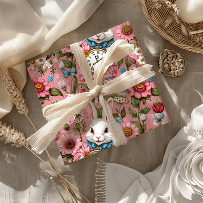 Tickled Pink Alice – Whimsical Wonderland Wrapping Paper
