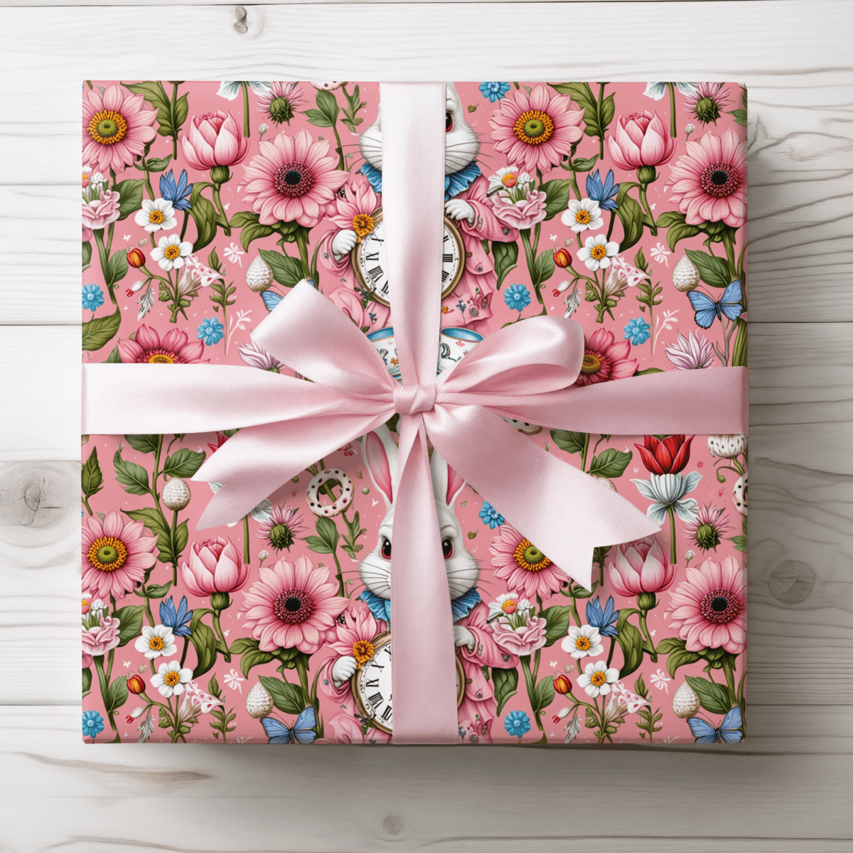Tickled Pink Alice – Whimsical Wonderland Wrapping Paper