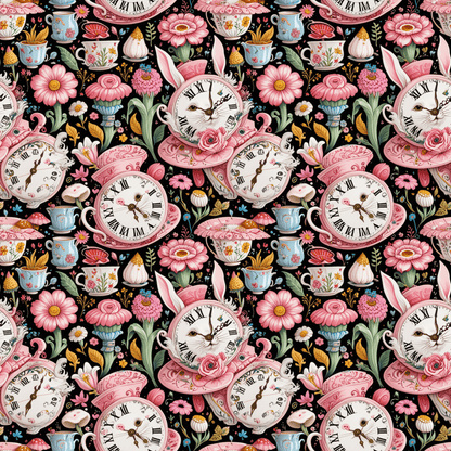 Midnight Tea & Ticking Time – Wonderland Wrapping Paper