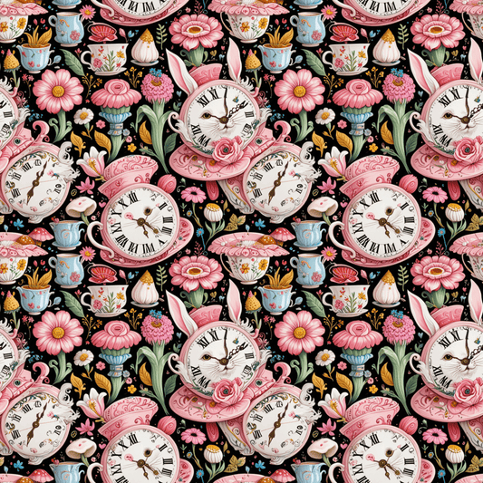 Midnight Tea & Ticking Time – Wonderland Wrapping Paper
