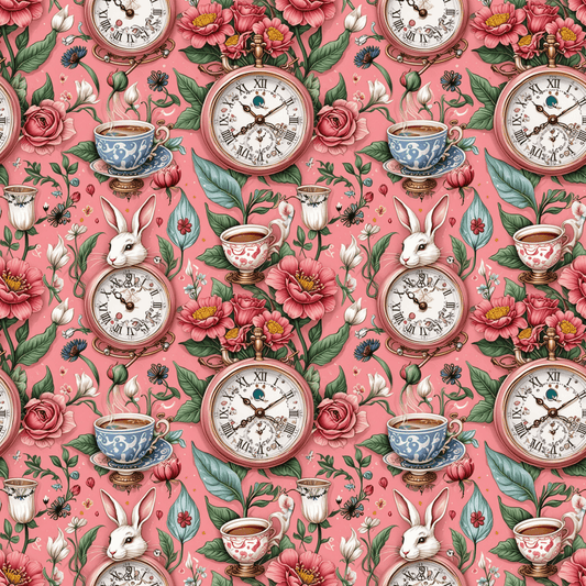 Tea Time Tumbles – Wonderland Clock & Cup Wrapping Paper