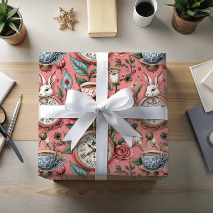 Tea Time Tumbles – Wonderland Clock & Cup Wrapping Paper