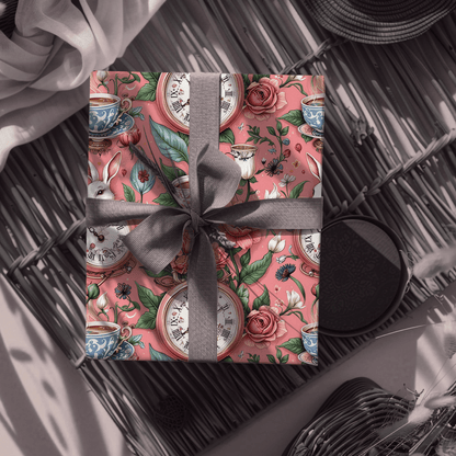 Tea Time Tumbles – Wonderland Clock & Cup Wrapping Paper