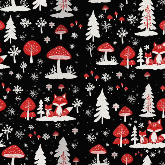 Enchanted Frost & Foxglow – Winter Woodland Wrapping Paper
