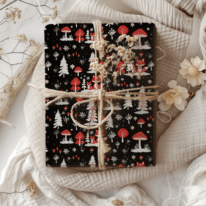 Enchanted Frost & Foxglow – Winter Woodland Wrapping Paper