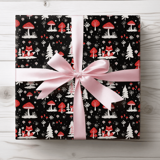 Enchanted Frost & Foxglow – Winter Woodland Wrapping Paper