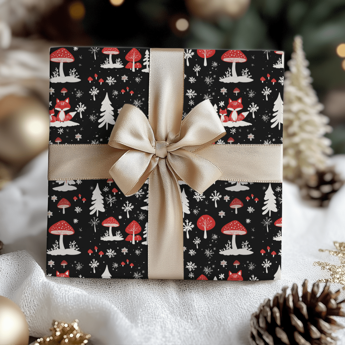 Enchanted Frost & Foxglow – Winter Woodland Wrapping Paper