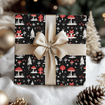 Enchanted Frost & Foxglow – Winter Woodland Wrapping Paper